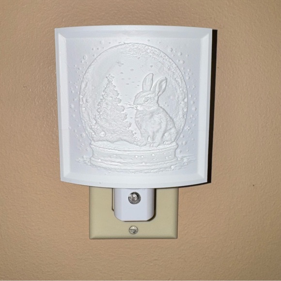 Festive Holiday Night Light with Rabbit and Tree - Picture 2 of 2